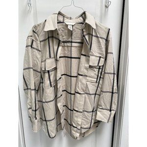 H&M Oversized Twill Overshirt (Small / Ivory)
